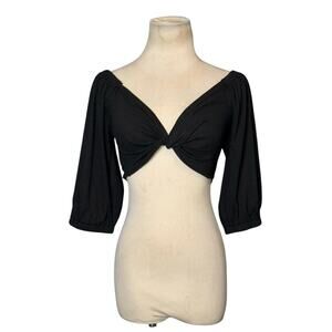 Valija black ribbed cross front crop top size medium